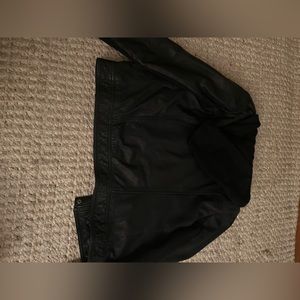 Hing leather removable cotton hooded jacket